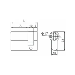 High-security brass 10 pin key and turn lock cylinder with 5 dimple keys for doors