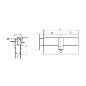 High-security brass 10 pin key and turn lock cylinder with 5 dimple keys for doors