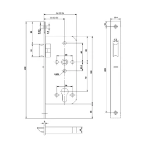 Stainless steel DIN Euro profile night latch with 60mm backset