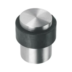 Stainless steel floor mounted cylinder door stop with rubber