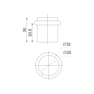 Stainless steel floor mounted cylinder door stop with rubber for doors and furniture