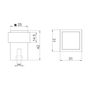 Stainless steel floor mounted square door stop with rubber