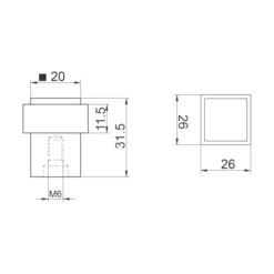 Stainless steel floor mounted door stop with rubber