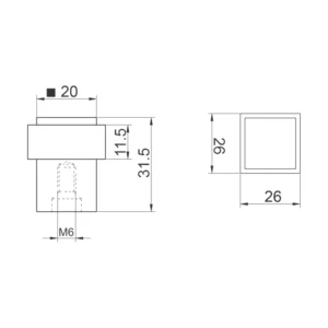Stainless steel floor mounted door stop with rubber