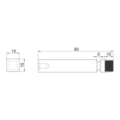 Solid stainless steel wall mounted square door stop