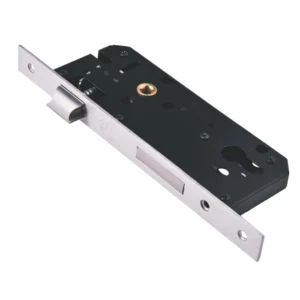 Stainless steel Euro profile mortise lock with 65mm bathroom cylinder