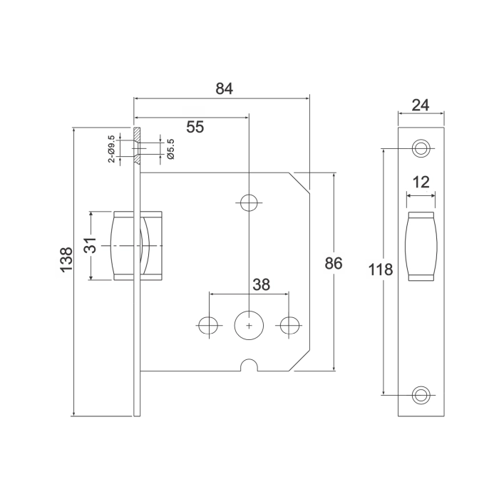 Stainless steel DIN roller latch for doors