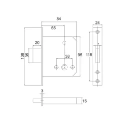 Stainless steel WC deadbolt lock for bathroom doors