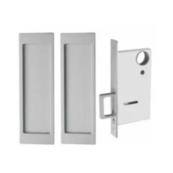 Passage flush pull handles with lock for sliding pocket doors