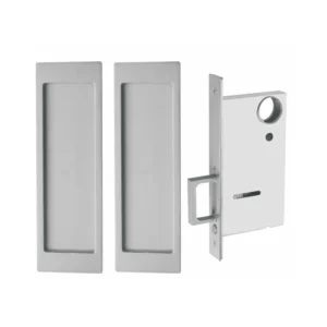 Passage flush pull handles with lock for sliding pocket doors