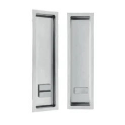 Stainless steel flush pull with integrated bathroom thumb turn