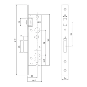 Stainless steel narrow stile roller bolt lock with 30mm backset