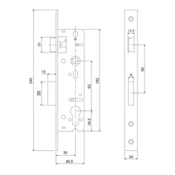Stainless steel narrow stile roller bolt lock with 30mm backset