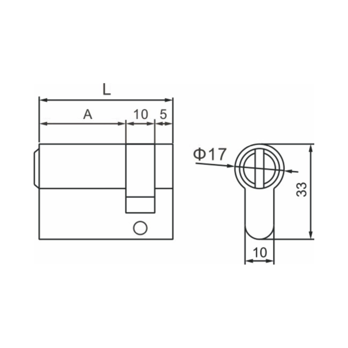 Brass 6 pin single lock cylinder with keys and SS bolt