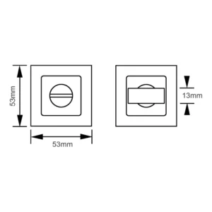 Stainless steel square thumbturn without indicator for doors and furniture