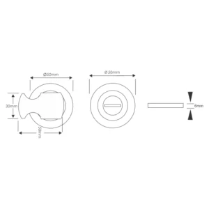 Stainless steel threaded thumbturn without indicator for doors and furniture