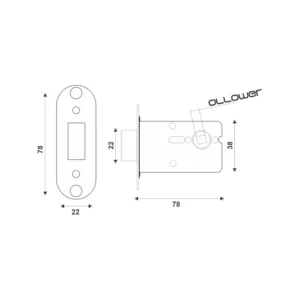 Stainless steel WC dead bolt for bathroom doors