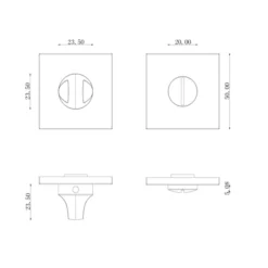 stainless steel square thumbturn and release without indicator for bathroom doors