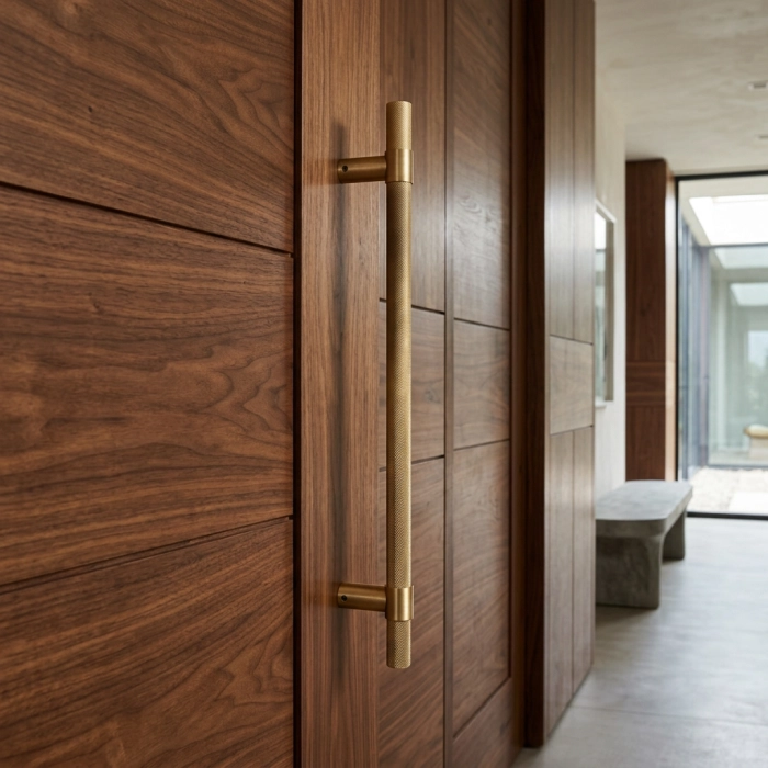 brass door pull handle knurled