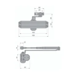 EuroArt overhead door closer in silver finish for smooth and controlled closing of wooden and metal doors