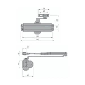 EuroArt overhead door closer in silver finish for smooth and controlled closing of wooden and metal doors