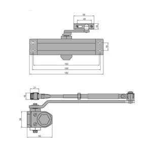 EuroArt overhead door closer for smooth and controlled closing of wooden and metal doors