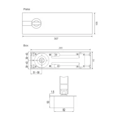 EuroArt adjustable floor spring with hold open function for glass and wooden doors