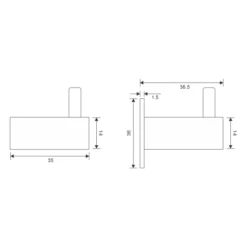 stainless steel square hat and coat hook for wall mounted use