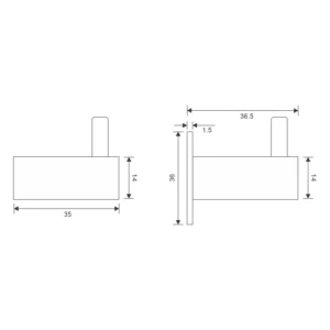 stainless steel square hat and coat hook for wall mounted use