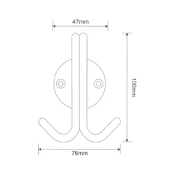 stainless steel double coat hook with rose for wall mounted use