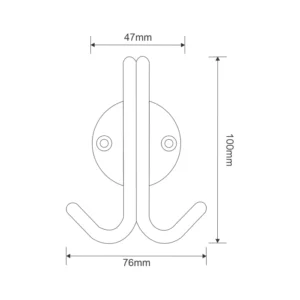 stainless steel double coat hook with rose for wall mounted use