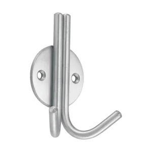 stainless steel double coat hook with rose for wall mounted use