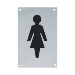 stainless steel rectangular female signage for toilets, restrooms, and public areas