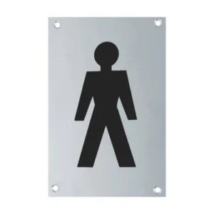 stainless steel rectangular male signage for toilets, restrooms, and public areas