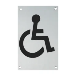 stainless steel rectangular disabled signage for toilets, restrooms, and public areas