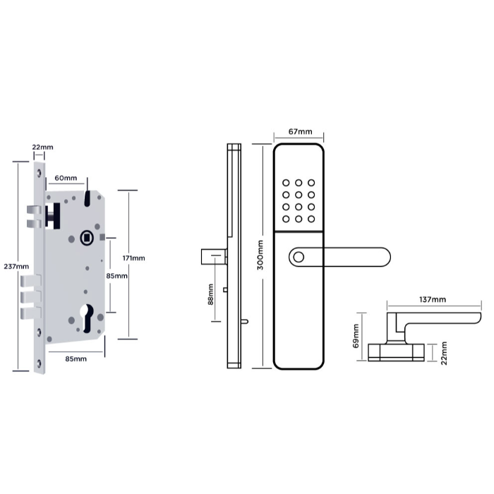 EuroArt smart digital door lock with fingerprint and WiFi access