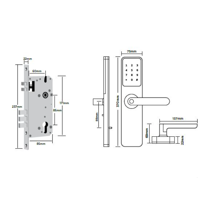 EuroArt Smart Digital Electronic Door Lock Fingerprint Bluetooth