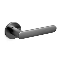 Brass Lever Handle Round Rose with Escutcheons 148mm EuroArt