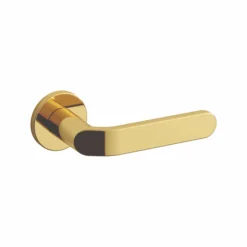 Alternative view of EuroArt Brass Lever Handle Round Rose 140mm with Escutcheon