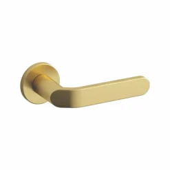 EuroArt Brass Lever Handle Round Rose 140mm with Escutcheon