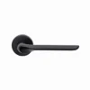 Matt Black Brass Lever Handle Round Rose with Escutcheons